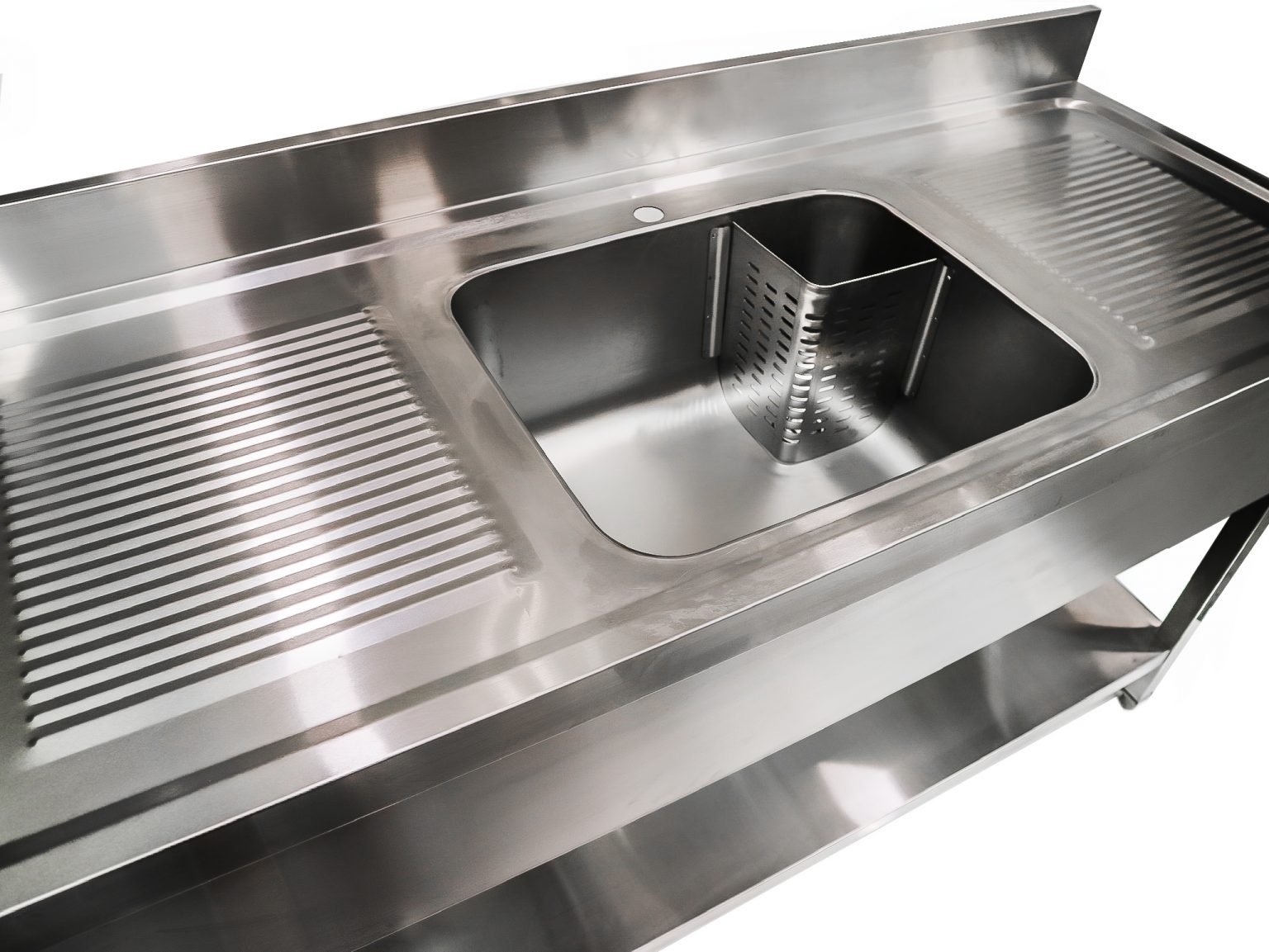 modern industrial stainless steel kitchen sink faucet