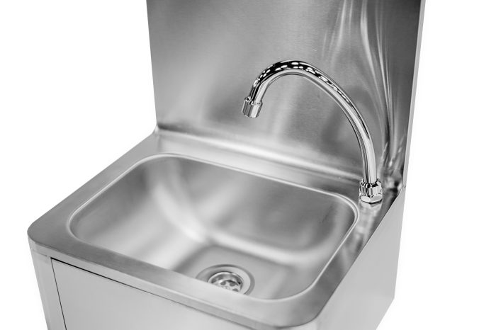 Stainless steel knee operated sink