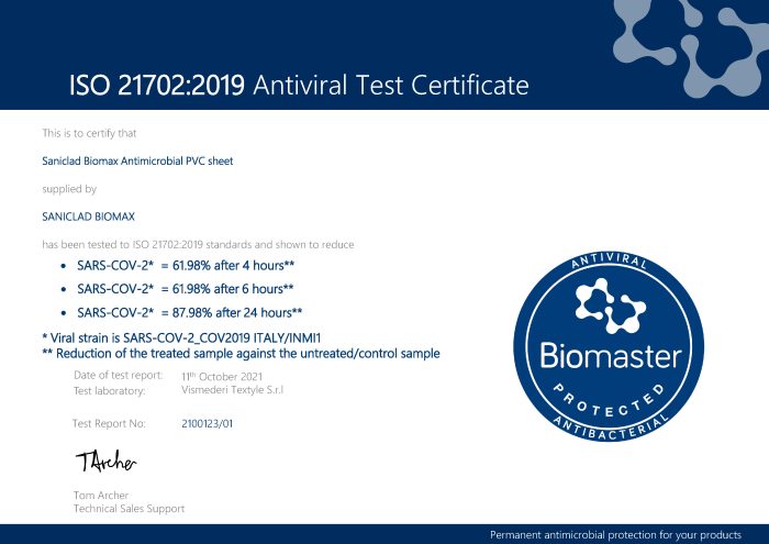 Antiviral Test Certificate