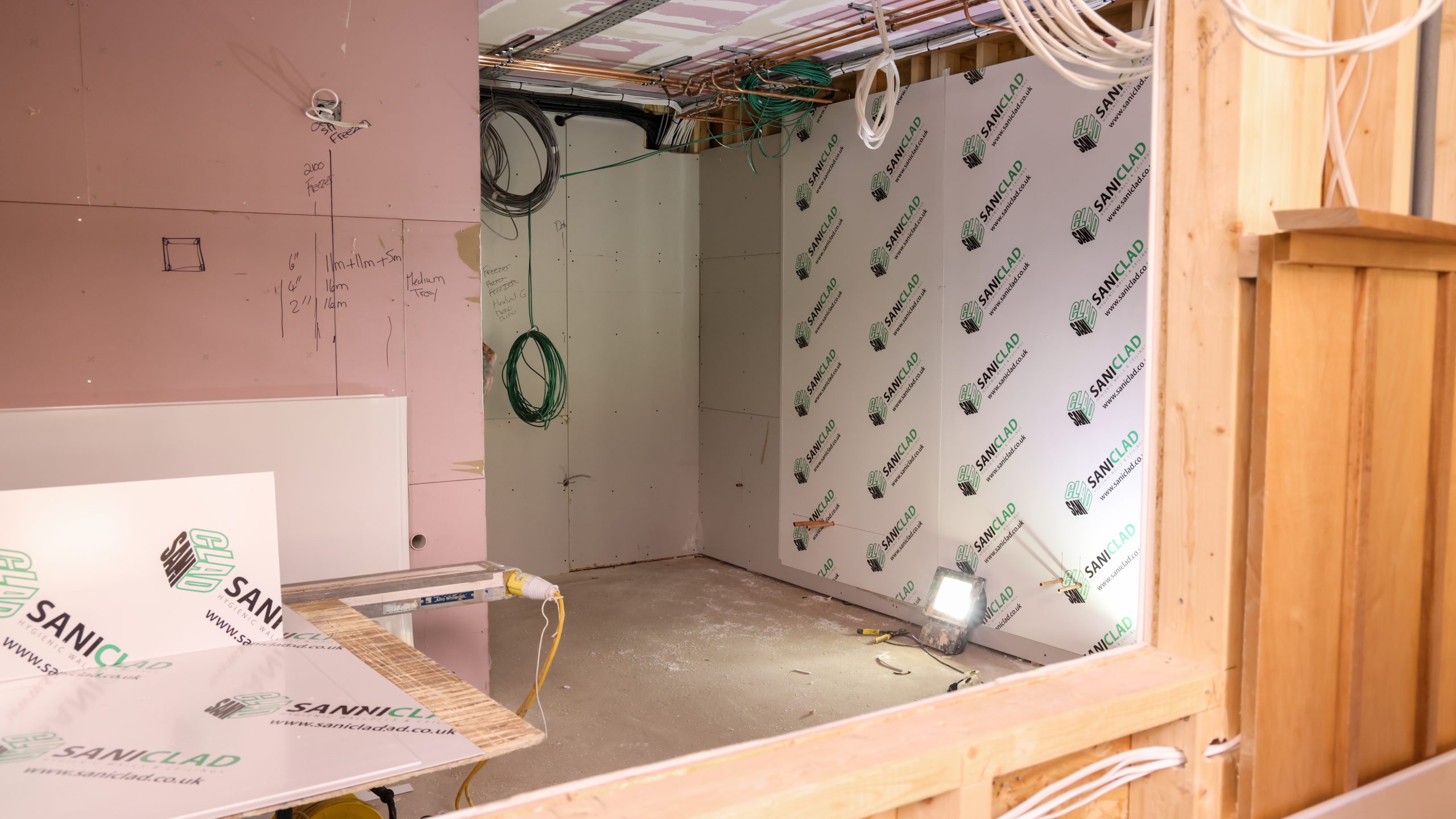 hygienic cladding on the wall